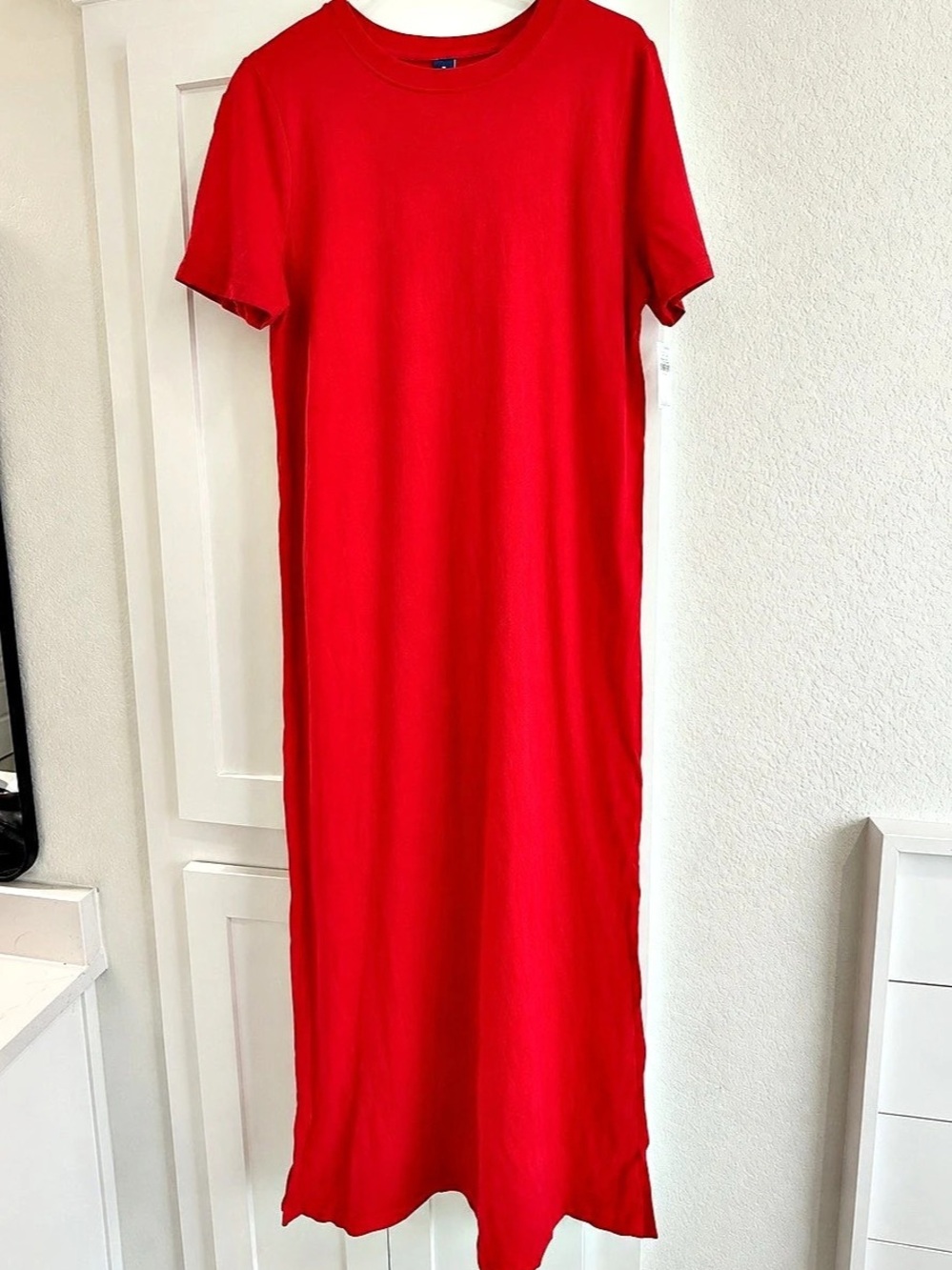 Old Navy Vintage Crew-Neck Maxi T-Shirt Dress Red Medium